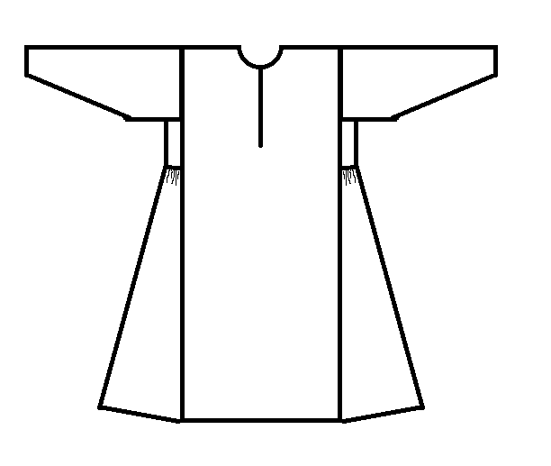 Line drawing of the gomlek pattern